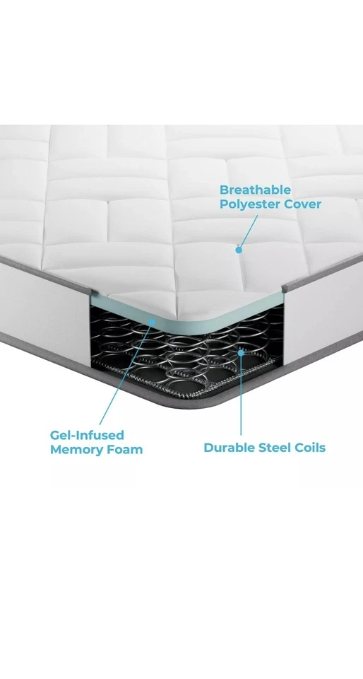 Colchón de soporte para cuerpo completo Linenspa 6" con muelles internos, doble, 75"x39", blanco suave Foto 2 de 4