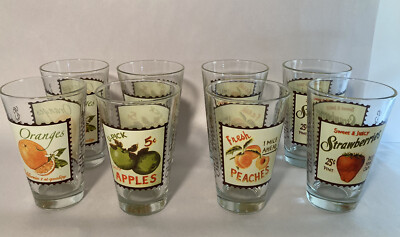 Cerve Italy   U PICK  Fruit Tumbler Cups Peach,Apple, Orange,Strawberry Set Of 8