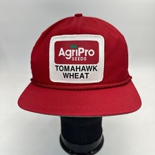 K-Products AgriPro Seeds Tomahawk Wheat Hat Red Strapback Farming Made in USA