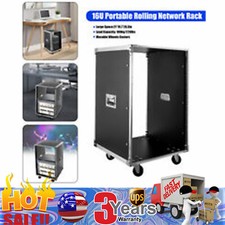 19 Inch 16U 4 Post Server Rack Open Frame Rolling Network Data Rack w/ Casters