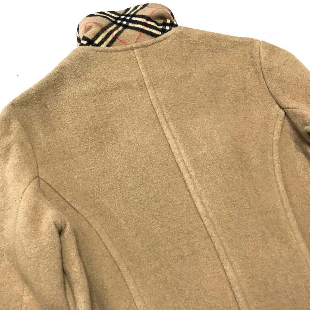 Burberry Belted Coat Nova check Long Sleeves Camel Wool Size S For Women thumbnail 11