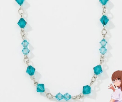 Touchstone Crystal Swarovski Necklace Great Minds BNIB 2278N $139 Silver Aqua