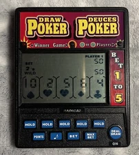 Vintage Radica Draw Poker Deuces Poker 914 Handheld Electronic Game + 2 New AAA