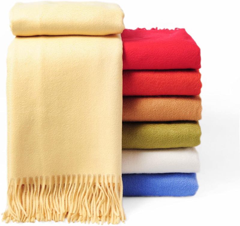 CUDDLE DREAMS Premium Cashmere Throw Blanket with Fringe, Luxuriously