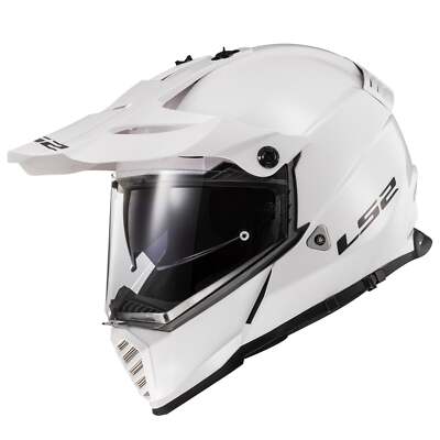 LS2 Blaze Adventure Motorcycle Helmet Solid Gloss White XS