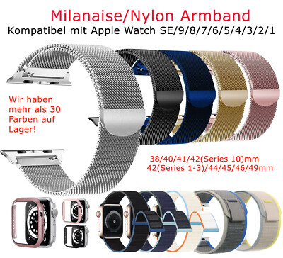Milanaise Armband für Apple Watch 1-10 SE  Edelstahl/Nylon Magnet 38-41 42 44 45