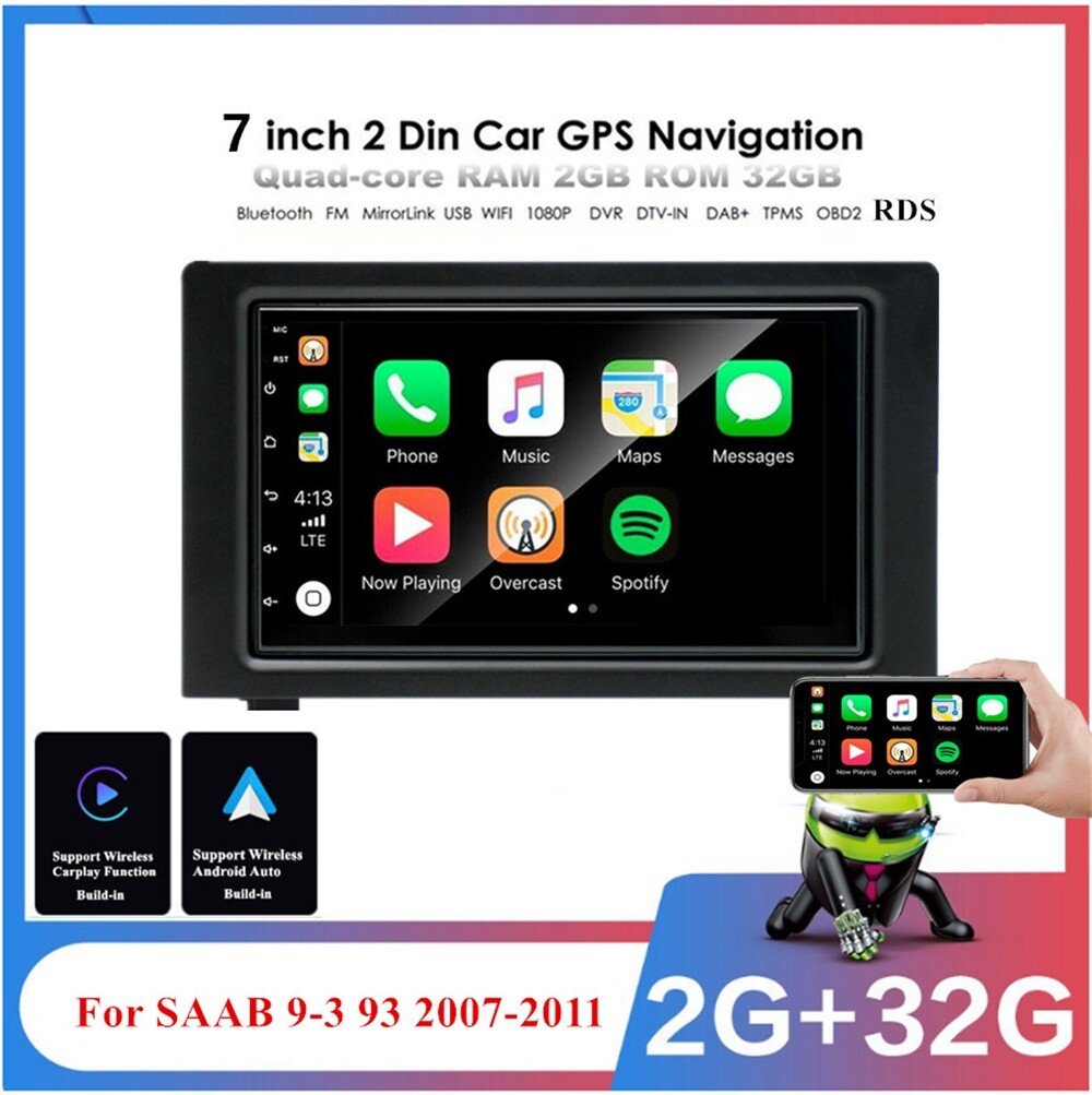 For Saab 93 2007-2011 Android 13 Radio Stereo For Apple Carplay GPS WiFi 2+32G