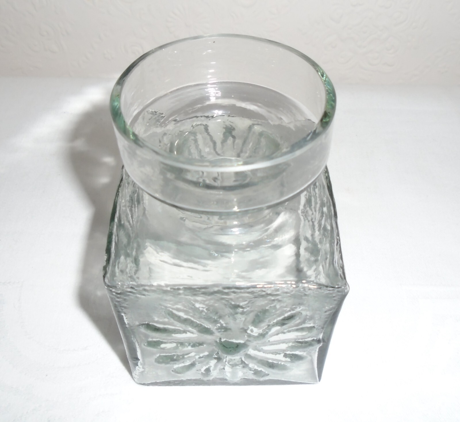 Vintage 1970's Dartington Frank Thrower Textured Glass Candle Holder