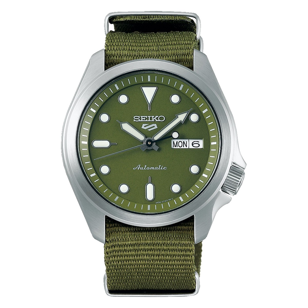 SEIKO5●日差30秒程●プラ風防綺麗●5126●NATOベルトモスグリーン Seiko 5 Sports SRPE65 40 mm Olive Green Dial Field Military Nylon