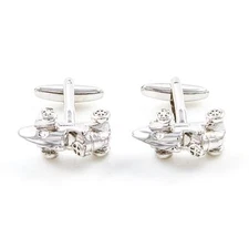 Race Car Pair Cufflinks Wedding Groom Fancy Gift Box and Polishing Cloth