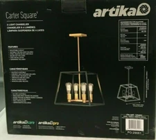 Artika, Industrial Modern Metal Square Pendant Chandelier Frame | Black Gold