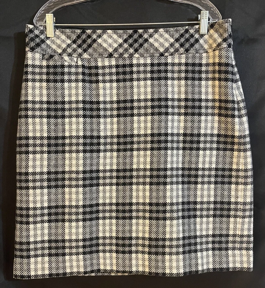 Falda L. L. Bean para mujer mezcla de lana falda forrada a cuadros talla 