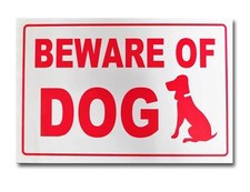 Beware of Dog - Red Plastic Guard Dog Warning Sign Home Property Gate (BS17)