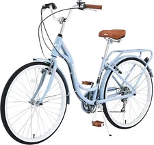 ZUKKA Beach Cruiser Bike for Women 26 Inch Ladies Bike 7 Speed Steel Frame,Blue