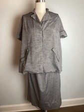 Vintage 1950s 50s Steel Blue Maternity Set Top and Skirt