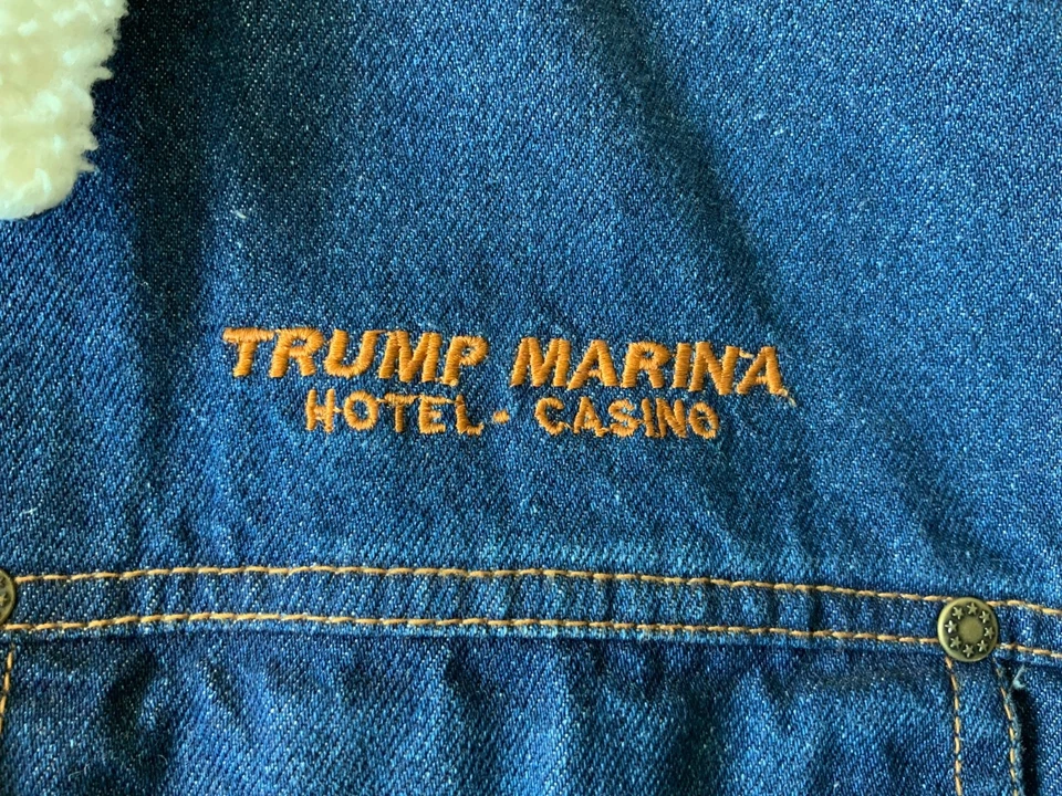 Abrigo vaquero Trump Marina Hotel Casino azul vaquero para hombre talla XL forrado de oveja falso Foto 3 de 4