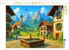 CALVENDO Puzzle Die Tr nke im Dorf - Anime Alpen 1000 Teile Lege-Gr e 64 48