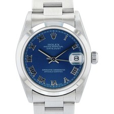 Rolex Datejust 68240 31mm Blue Roman Dial Smooth Bezel Oyster Band w/ Box&Paper