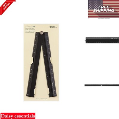 30cm Aluminum Black Ruler, Compact Japanese Office Measuring Tool