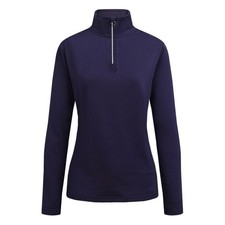 2026 JRB Ladies Stretch Layer 1/4 Zip Top Micro Fleece Navy Blue Plain  L XL New
