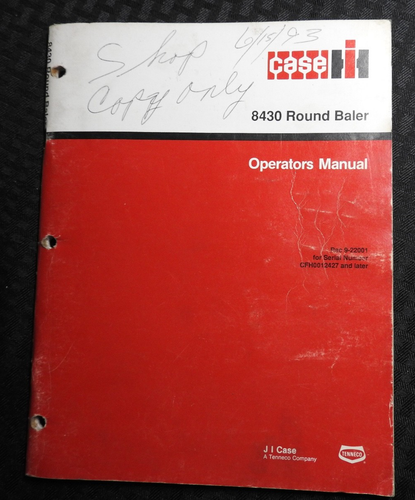 International Harvester Étui IH 8430 Rond Baler Opérateurs Manuel Original - Photo 1 sur 4