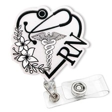 Elegant RN Badge Reel with Swivel Alligator Clip, Cute Registered Nurse Retra...