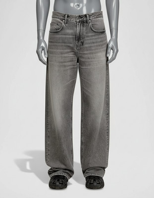 Diesel Men's Black D-2001 D-Macro Relaxed Grey-Wash Jeans Size 30