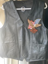 Vtg Harley Davidson Just Leather San Jose CA Biker Motorcycle Vest Mens Large L