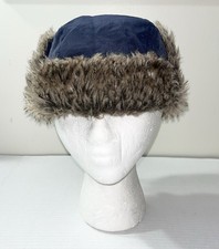 Moutainware Apparel Winter Hat Boys OS Navy Blue Fur Lined Winter Ear Flaps Snow