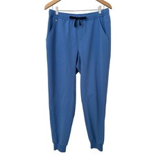 Women's FIGS High Waisted Jogger Scrub Pants in Blue w/Tie Waist Band-Large