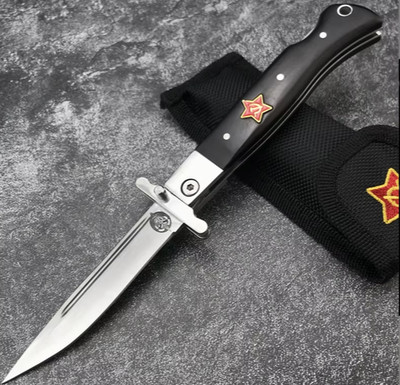 Russian Finka Manual Folding Knife Functional Collectable-handle color is Brown