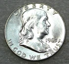 1963-D Franklin Half Dollar AU/BU Frosty White Luster in saflip #S345