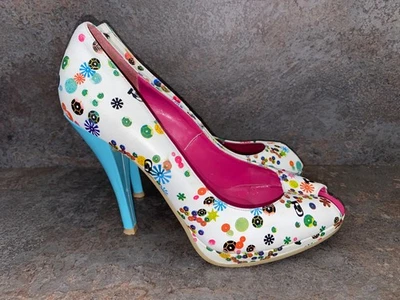Red or dead ladies peep toe stiletto shoes size 6 leather retro Y2K - Image 1 of 4