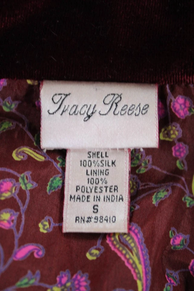 Cárdigan Tracy Reese Mujer Seda Estampado Floral Manga Larga Rojo Talla S Foto 4 de 4