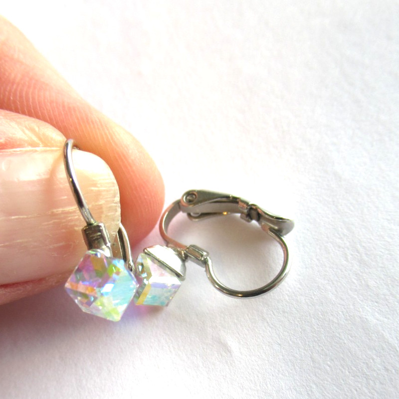 Vintage Cube Swarvoski Crystal Earrings