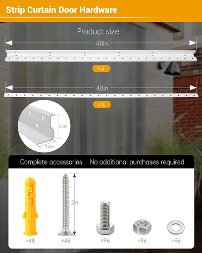 16 Foot Strip Curtain Door Hardware, Commercial Industrial Use Plastic Strip Doo - 第 7/7 張圖片