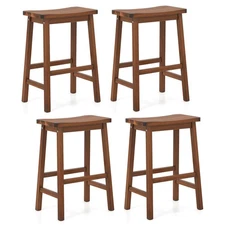 Saddle-Seat Counter Height Stools Set of 4 Backless Barstools w/ Curved Seat