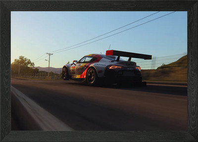 Toyota Supra Rennwagen auf Rennstrecke Gerahmtes Wandbild Poster Leinwanddruck Bild