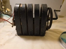  HAND CRANK 5 BAR TELEPHONE GENERATOR MAGNETO-UNTESTED 