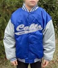 Vtg. Satin Indianapolis Colts Reversible Rebook Bomber Jacket, Boys 14-16,