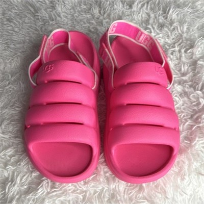 UGG Women's Pink Slide Sandals Comfort Logo Hook & Loop Casual