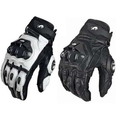 Weiß Schwarz Motorrad Motorrad Handschuhe Leder Wasserdicht Thermo Winter Sommer