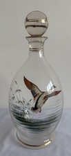 Vintage 60er Jahre handbemalte Stockente Ente Glas Karaffe vergoldete Details 26 cm