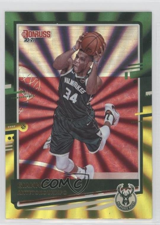 2020-21 Panini Donruss Green & Yellow Laser Giannis Antetokounmpo #104 1u6
