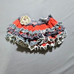 Mustard Pie Ruffle Skirt Girls 2T Red Blue Boho Shabby Chic Tiered Cotton Blend