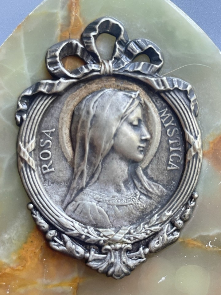 Médaillon Breton Ancien En Métal Argenté Et Nacre - Blason De Bretagne, Pendentif Rond - Occasion