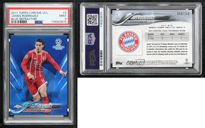 2017-18 Topps Chrome UCL Blue Refractor /150 James Rodriguez #2 PSA 9 MINT