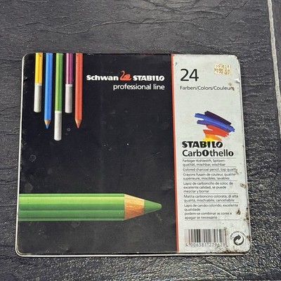Stabilo CarbOthello Charcoal Pencils Set Of 24 Vintage Made in Germany Used