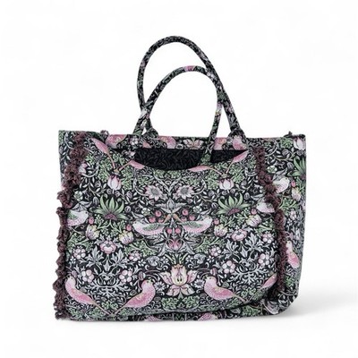 William Morris Strawberry Thief Canvas Tote Bag 14 T 17 L Fringe Edges