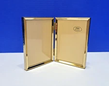 Vintage Brass Gold Metal Double Hinged Picture Frame 3 1/2 x 5